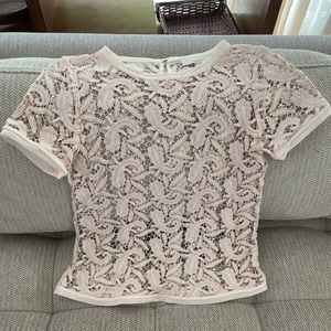 Blush pink lace knit top. Great condition. Ann Taylor loft